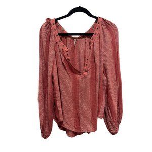 Free People Against‎ All Odds Blouse Womens S Boho Peasant Oversized Flowy